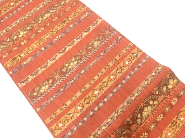 花更紗模様織出し袋帯